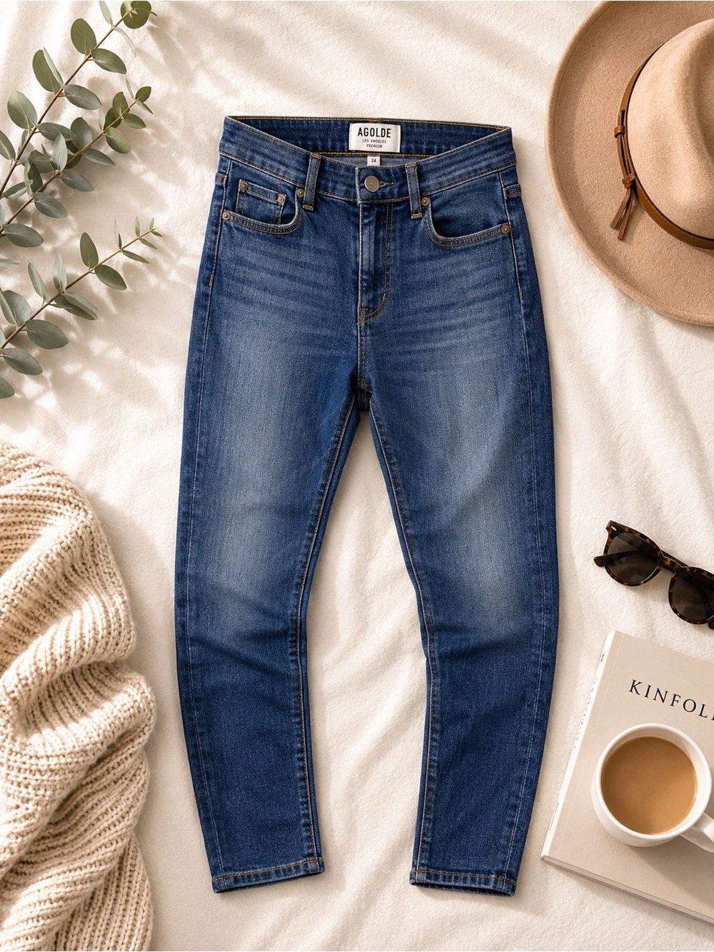 AGOLDE Aritzia Jeans 24 High Rise Skinny Blue Medium Wash Stretch Denim